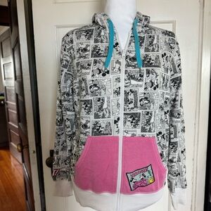 Disney Parks Minnie Mouse Comic-Print Zip Hoodie – Size M
